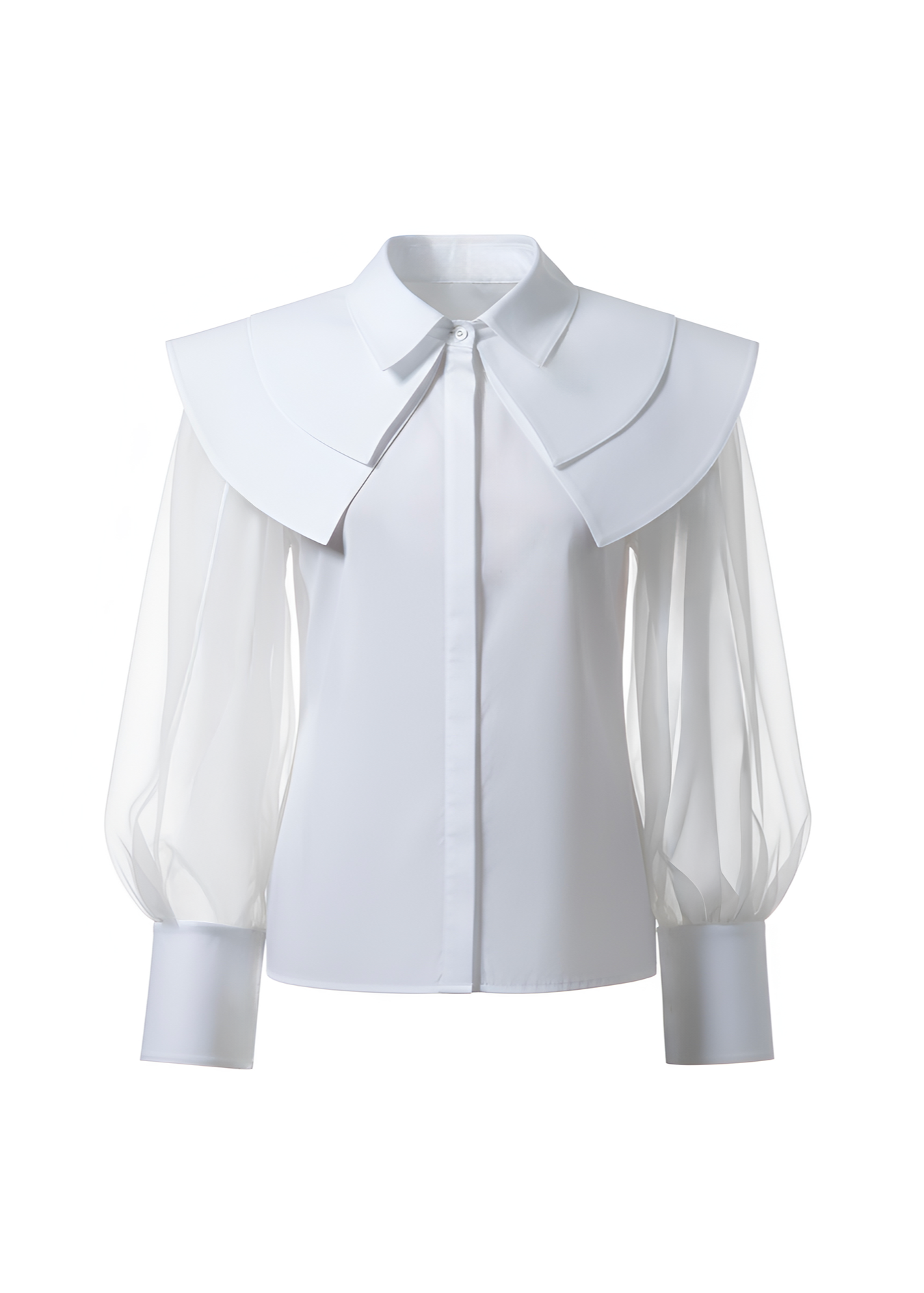 Photo mannequin invisible du chemisier Albane blanc en popeline de coton et soie.