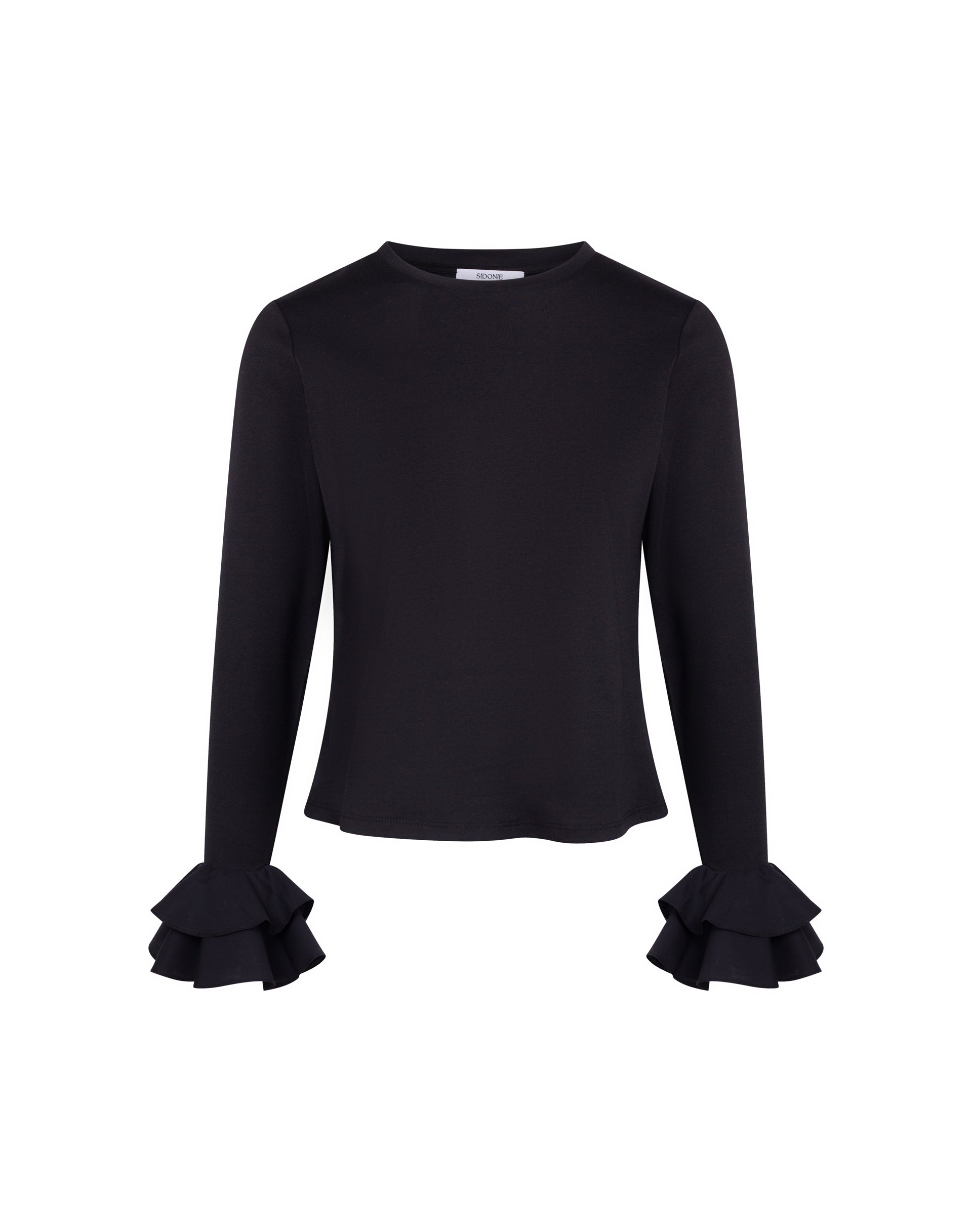 Top noir Sidonie sur fond blanc